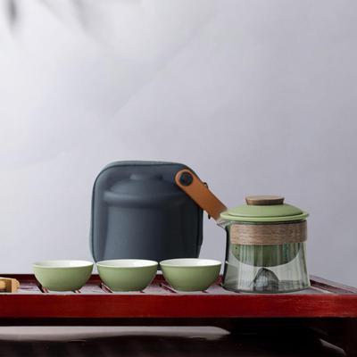 Compact Ceramic Tea Pot Set with Carry Case 1 3 Cups for Outdoor Use