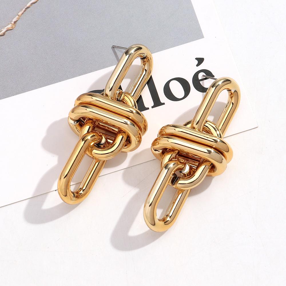 Retro Acrylic Oval Link Drop Earrings for Women New Trendy Metallic Colorful Geometric Chain Long Earring Punk Jewelry Gifts