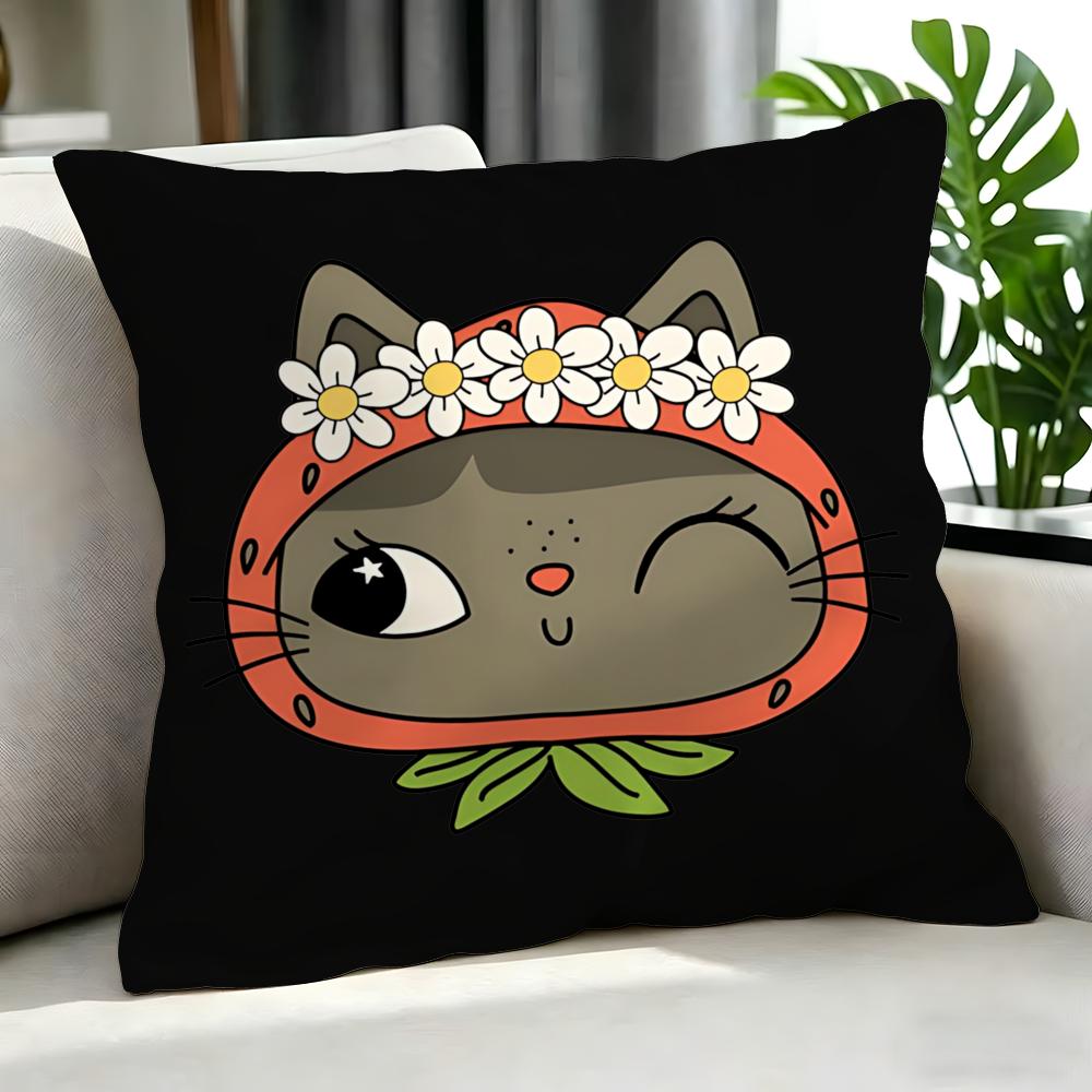 Cute SStrawberry Cat Cushion Cover Cushion Cover Set Pcs x x x Pillowcase Decorative Sofa Home Decor