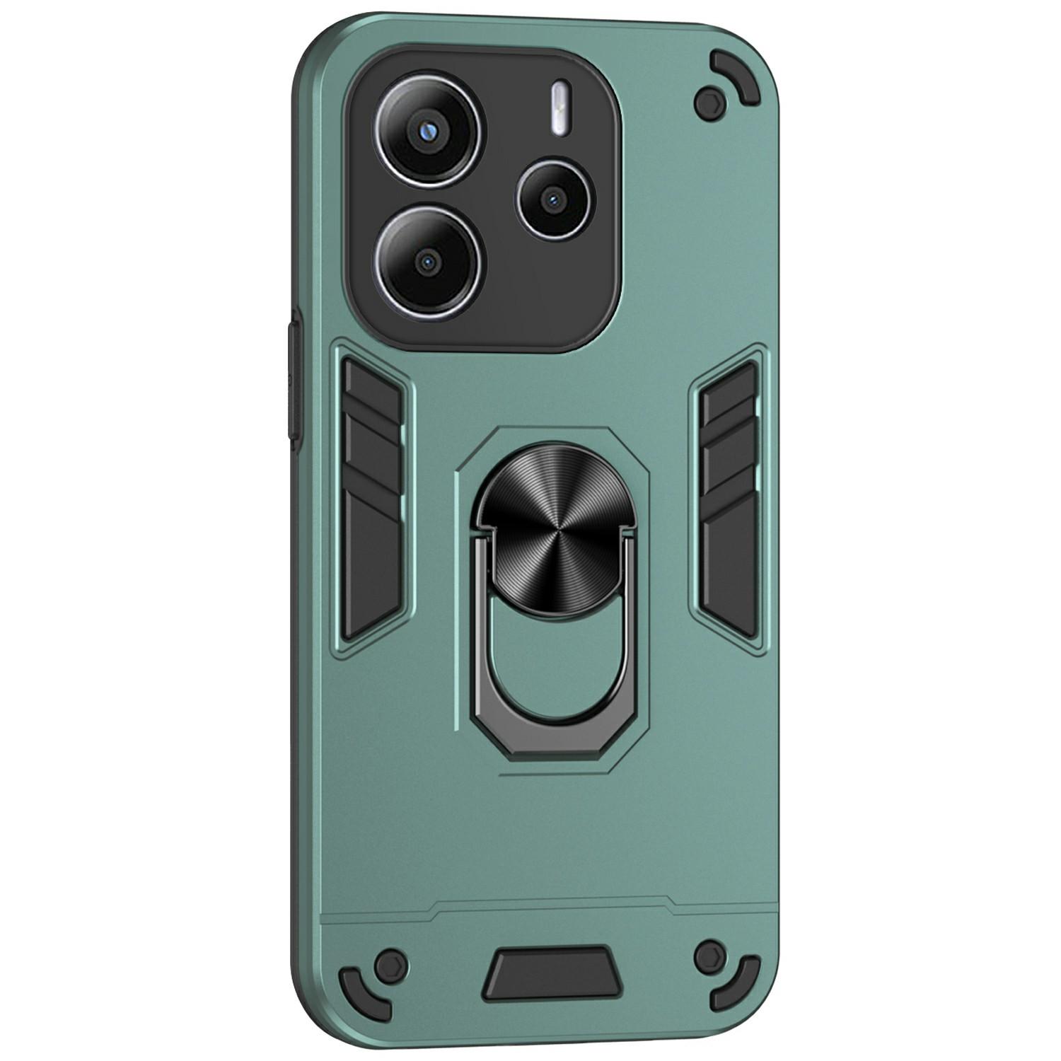 

Для Xiaomi Redmi Note 14 4G (164,84 мм) Чохол PC+TPU Drop Defend для телефону з кільцем-підставкою Green