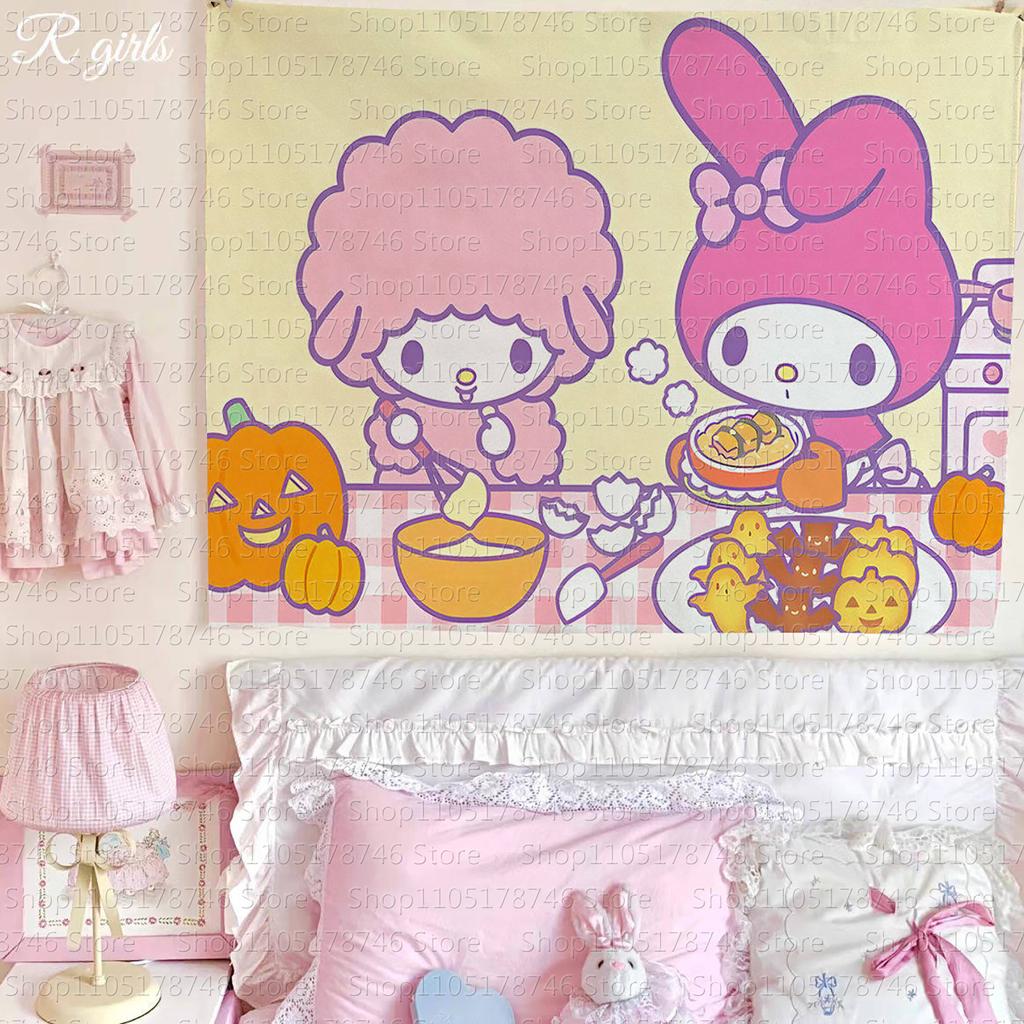 Sanrio Melody Tapestry for Living Room Sanrio Home Decoration Melody Personalized Gifts Decorative Tapestry Decorating Items