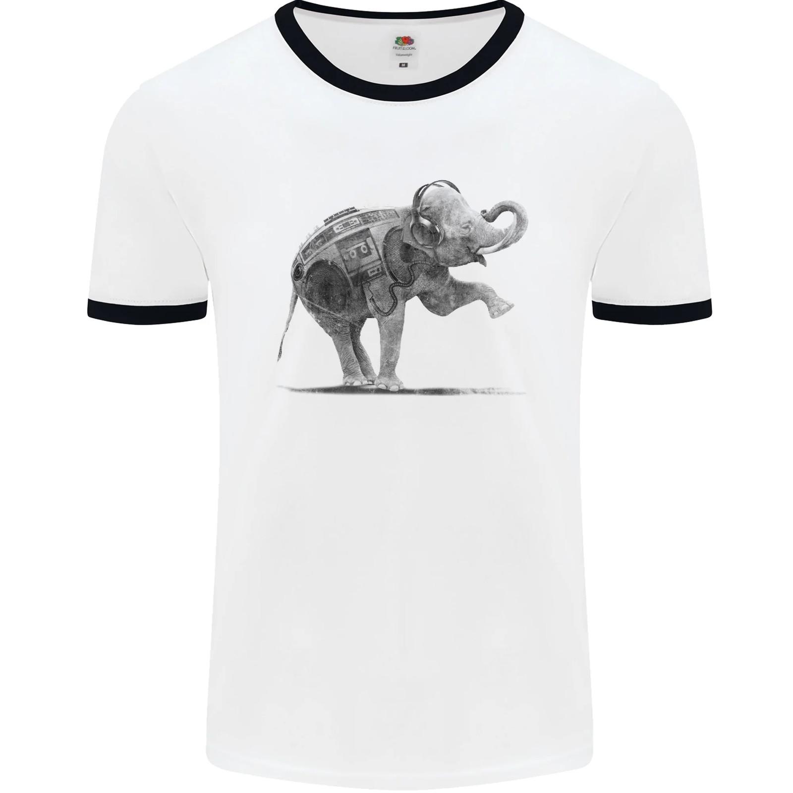 Dancing Musical Elephant Boombox Mens Wrestler Maglietta L