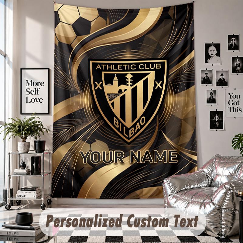 Custom Tapestry Wall Hanging, Athletic Bilbao FC Personalized Name Text Home Wall Decor