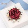 Women Brooch 3D Rose Leaf Faux Pearl Rhinestone Lapel Collar Pin Bag Scarf Hat Decoration Brooch Prom Party Jewelry