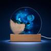 Resin Night Light with Wooden Base Corded Astronaut Compact Lamp for Kids,