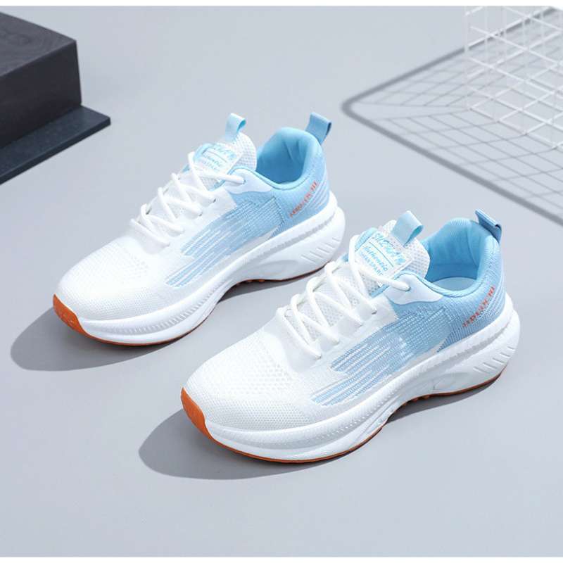 

Flying woven lightweight sports shoes women s ins tide 2025 spring versatile new soft-soled running breathable women s shoes mesh 36 синий