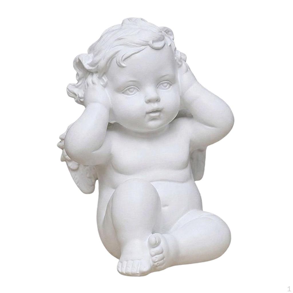 Angel Statue Resin Sculpture Decoration Retro Nordic Style Desktop Ornament for Living Room