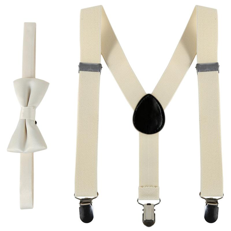 

Kids Suspenders Bow Tie Set Boy Girl Retro Adjustable Suspenders Children Baby Braces Clip-on Trousers Wedding Ties Accessories слонова кістка