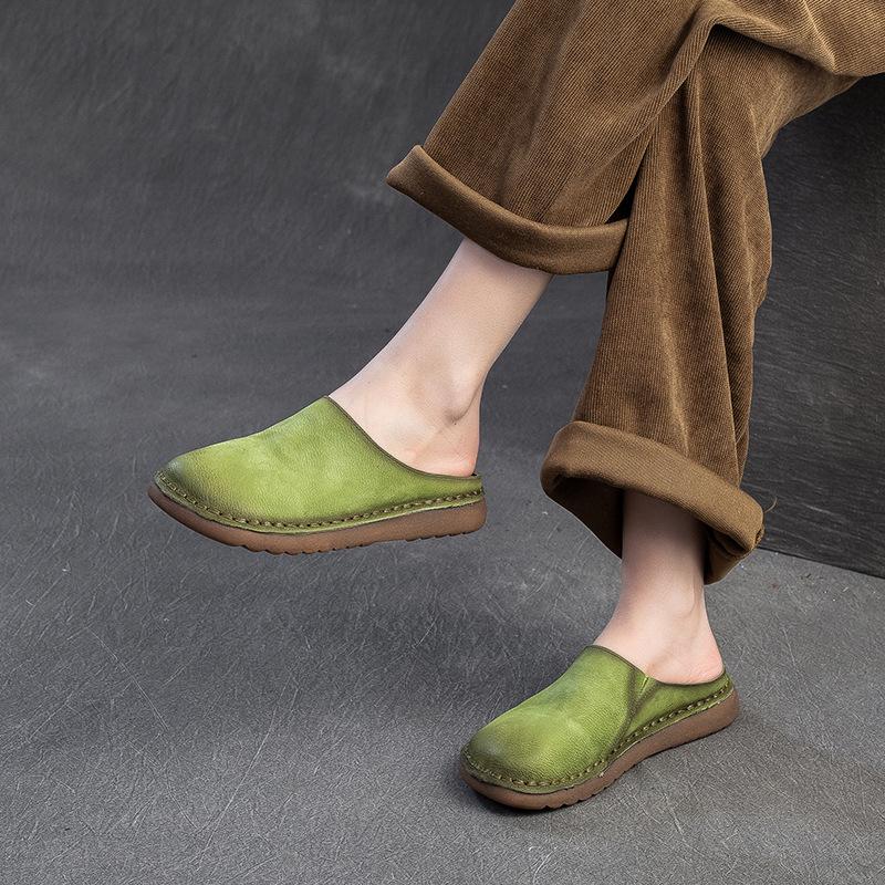 2026 Frühjahr Sommer Süßigkeitenfarbe Sandalen Echtes Leder Bequeme Muleschuhe für Damen