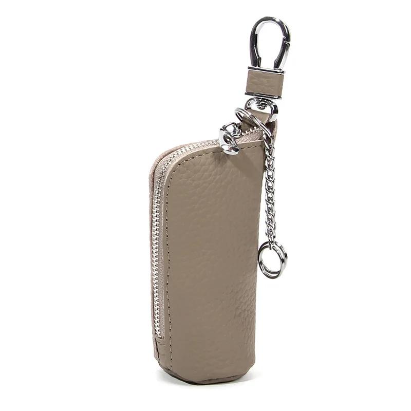 Women Genuine Leather Car Key Chain Wallet Waist Hanging Keys Pouch Zipper Closure Home Key Money Organizer Case