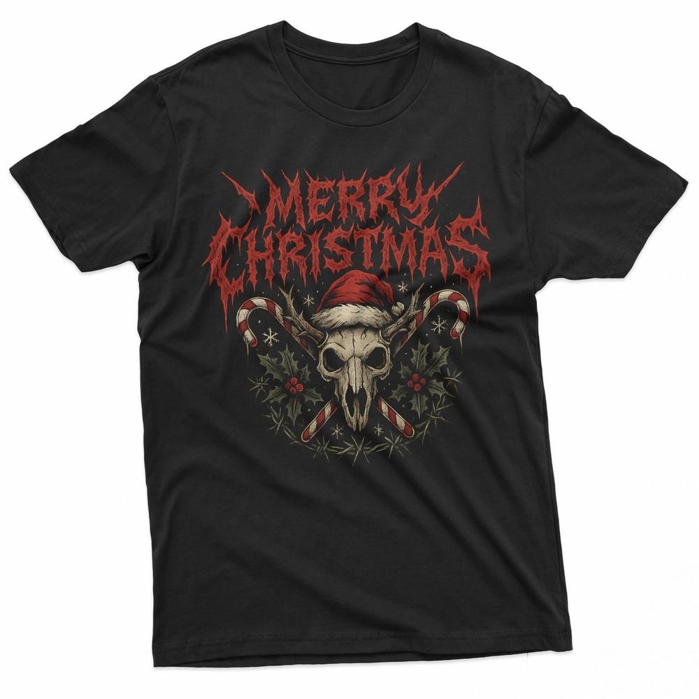 Merry Christmas Death Metal Skull TShirt Unisex T-Shirt XXL