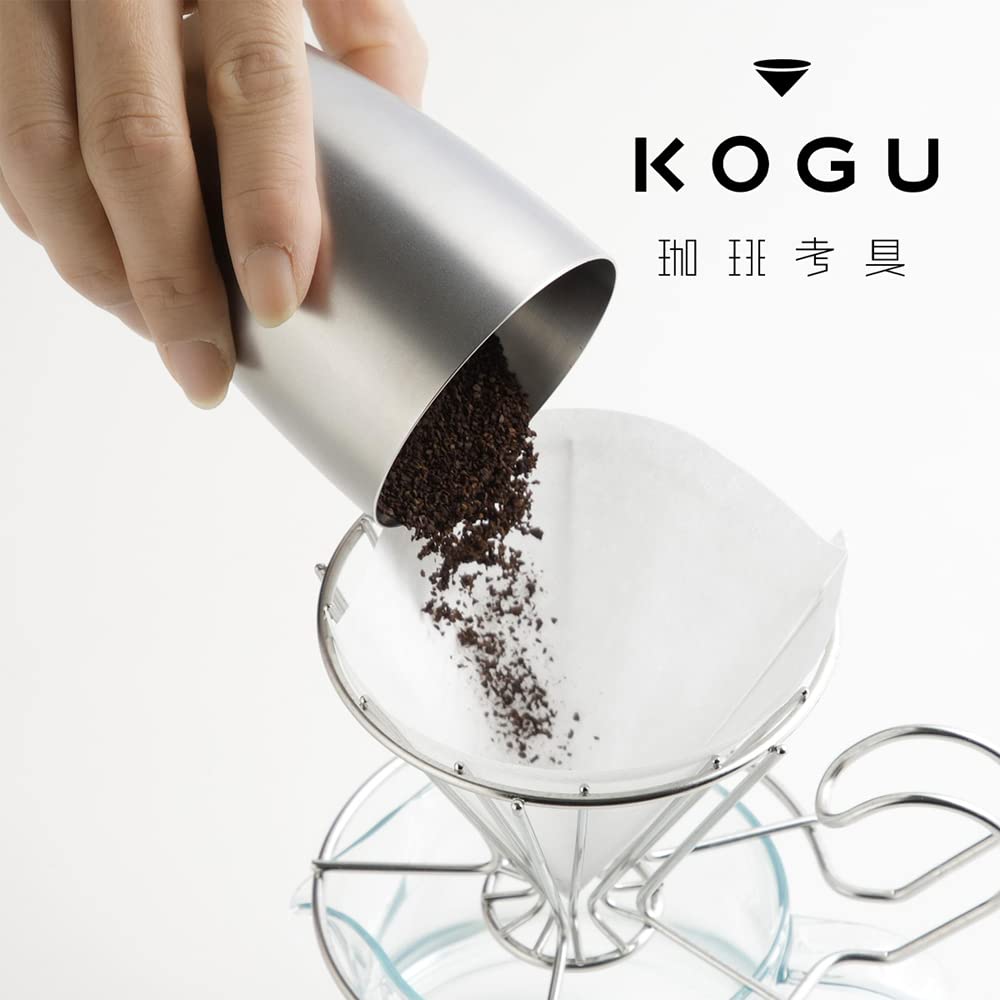 Shimomura Kikaku KOGU Kaffeebohnenbecher 250ml Edelstahl Matt Mahlgut-Auffangbehälter Spülmaschinenfest Küchen-Barista-Werkzeug 44343