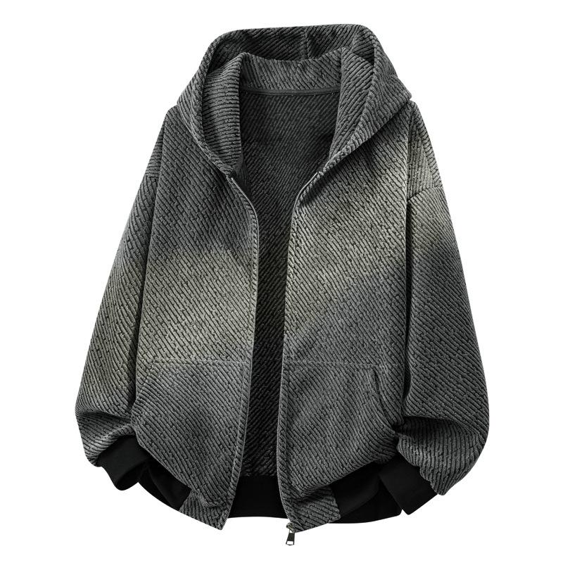 

Men s Spring and Autumn Hooded Premium Trendy American Casual Jacket 3XL серый