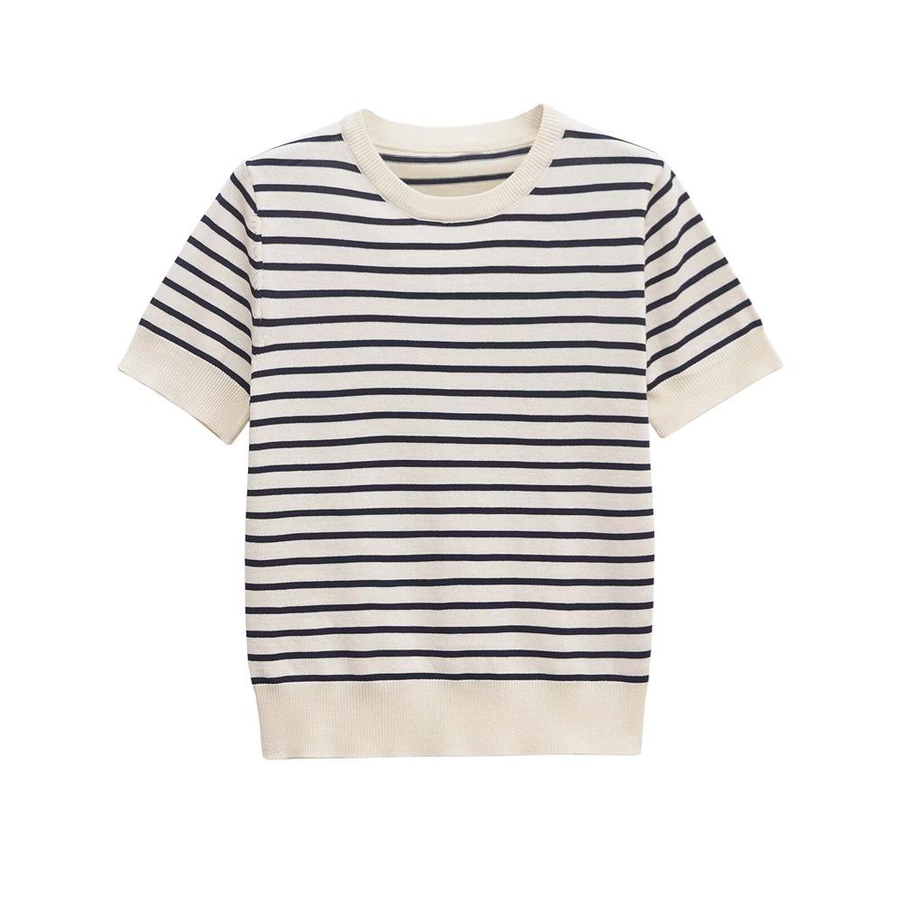 

Женский повседневный вязаный топ в полоску с цветными блоками, весна/лето 2025 Large белый