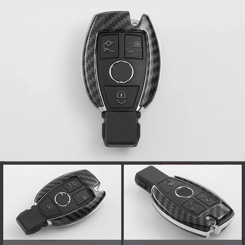 Carbon Fiber Style Car Key Cover Case For Mercedes Benz A B C E CLA GLA S Class W204 W203 W211 W212 W176 AMG Auto Accessories