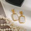 18K Gold Plated Stainless Steel Pearl Earrings Fashion Drop Jewellery for Women Elegant Boucles D'oreilles Bijoux En Acier