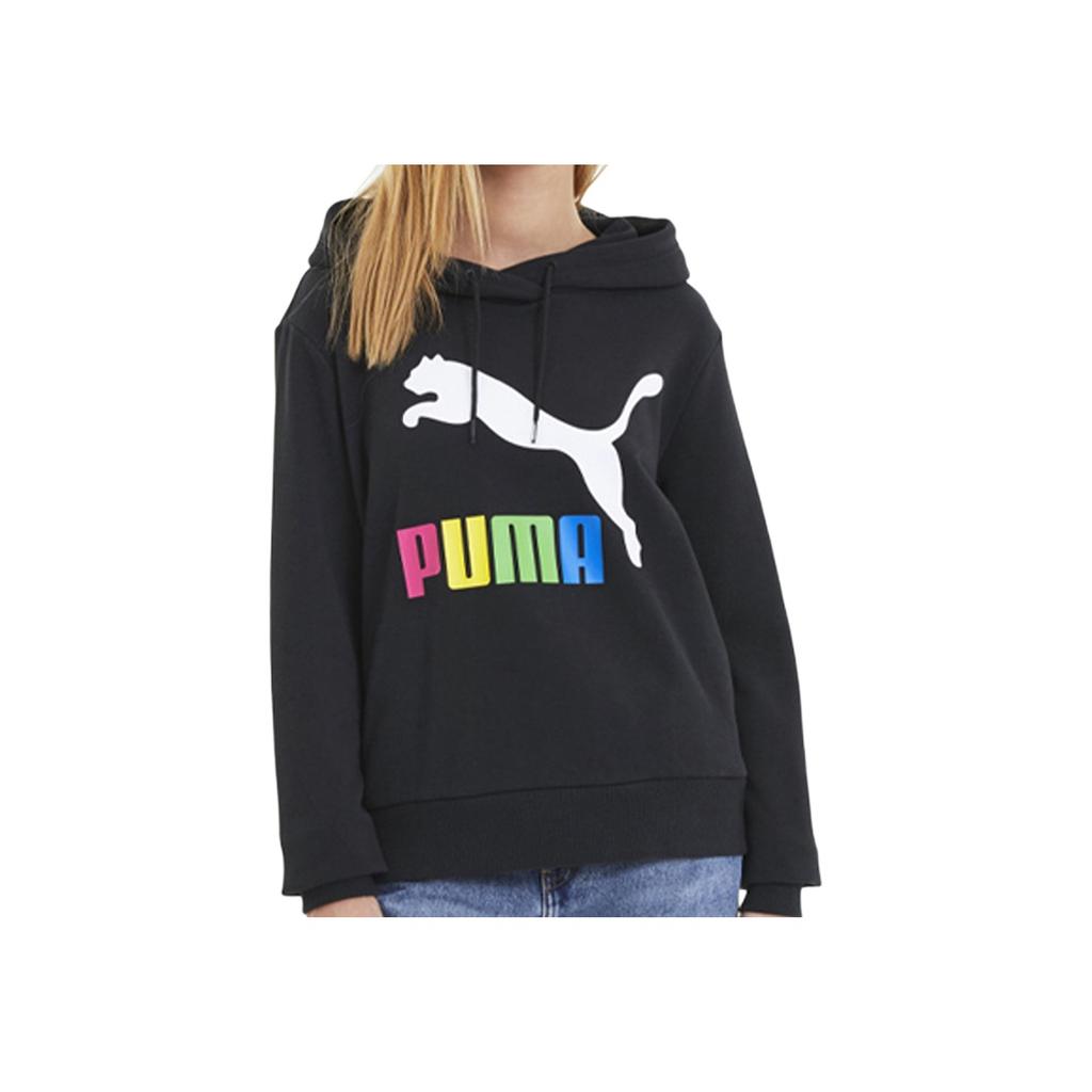 Puma Classics Logo Hoodie Women Tops Black 595915-81