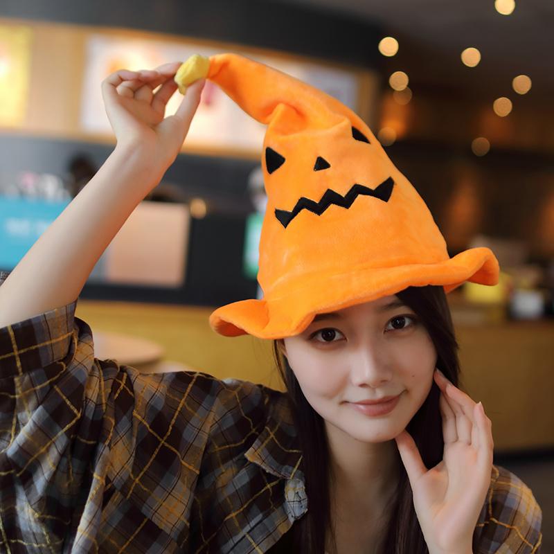 Fun Ideas Halloween Pumpkin Stuffed Hat Halloween Song Glow Demon Hat Stuffed Toy Holiday Gift for Boys and Girls Trick or Treat