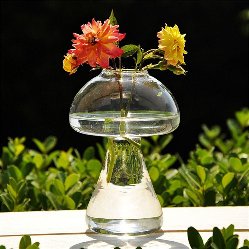 New Transparent Mushroom Shaped Glass Vase Aromatherapy Bottle Creative Home Hydroponic Flower Table Simple Decoration