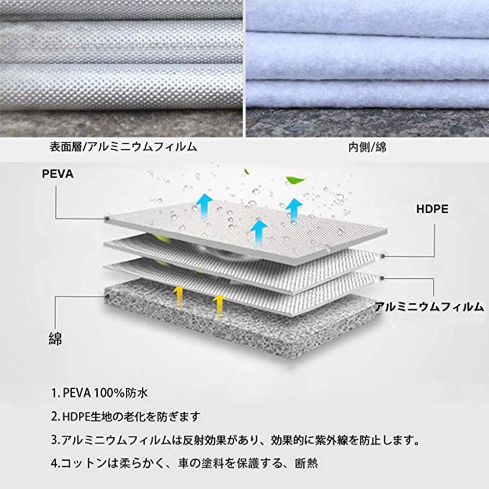 GUNHYI Car Body and UV Suitable for SUVs and Jeeps YM Cover, 4-Layer Construction, Fleece-Lined, Waterproof, Snowproof, Dustproof, Radiant,