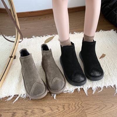 Mode Martin Stiefel in Übergröße Damen Herbst und Winter neu Samt warm flache Sohle Mode Schneestiefel Stiefeletten Damen