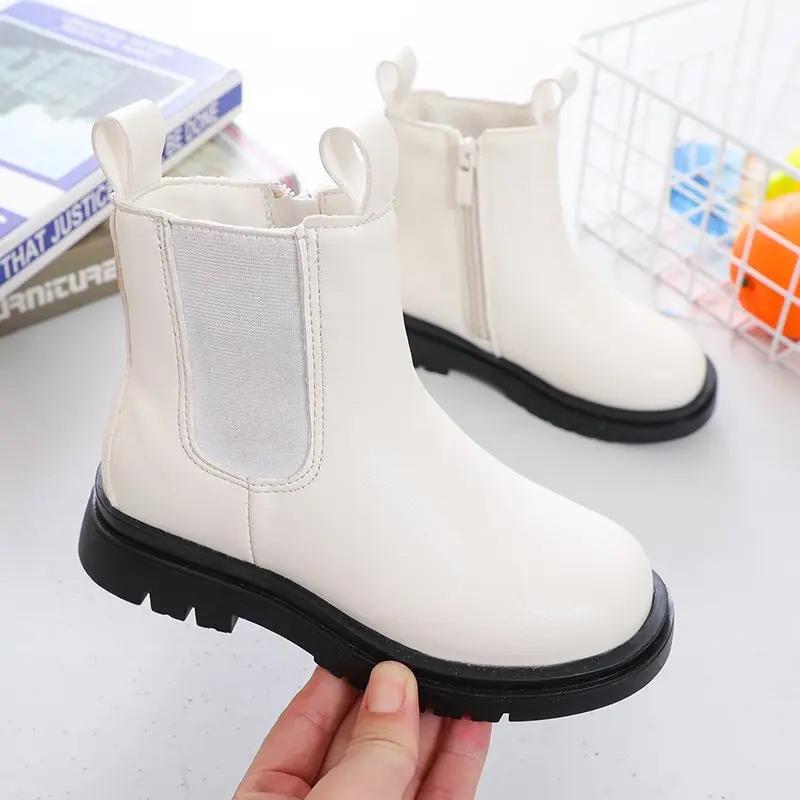 Kids Boots Girls Chelsea Boots Fashion Classic Children Ankle Boots Street Popular Ins Hot Autumn Winter Brand New Rubber Sole 26