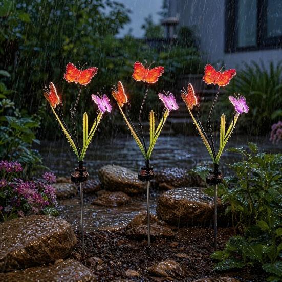 Solar Butterfly Flower Light, Outdoor LED Garden Lights, Waterproof Landscape Lamp for Yard Patio Lawn Decor