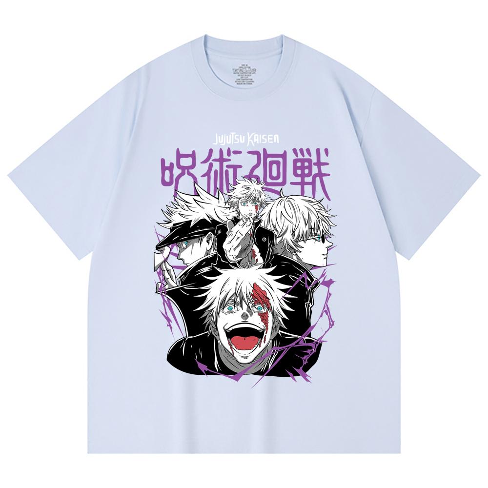230 Gsm 100% Cotton Jujutsu Kaisen V3 Gojo Print Unisex Heavy Cotton T Shirt
