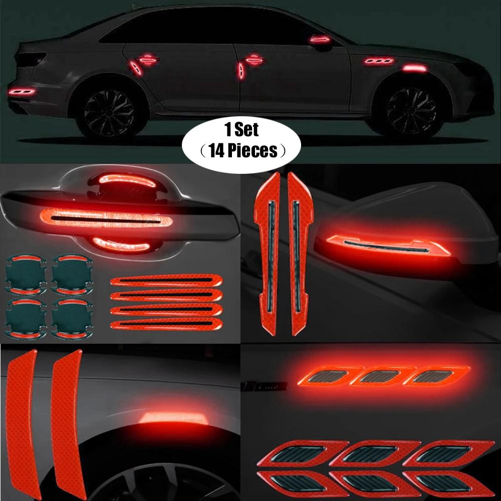 14 Piece Car Reflective Stickers Car-styling Rearview Mirror Car Stickers Safety Warning Reflective Car Strip Exterior accessory