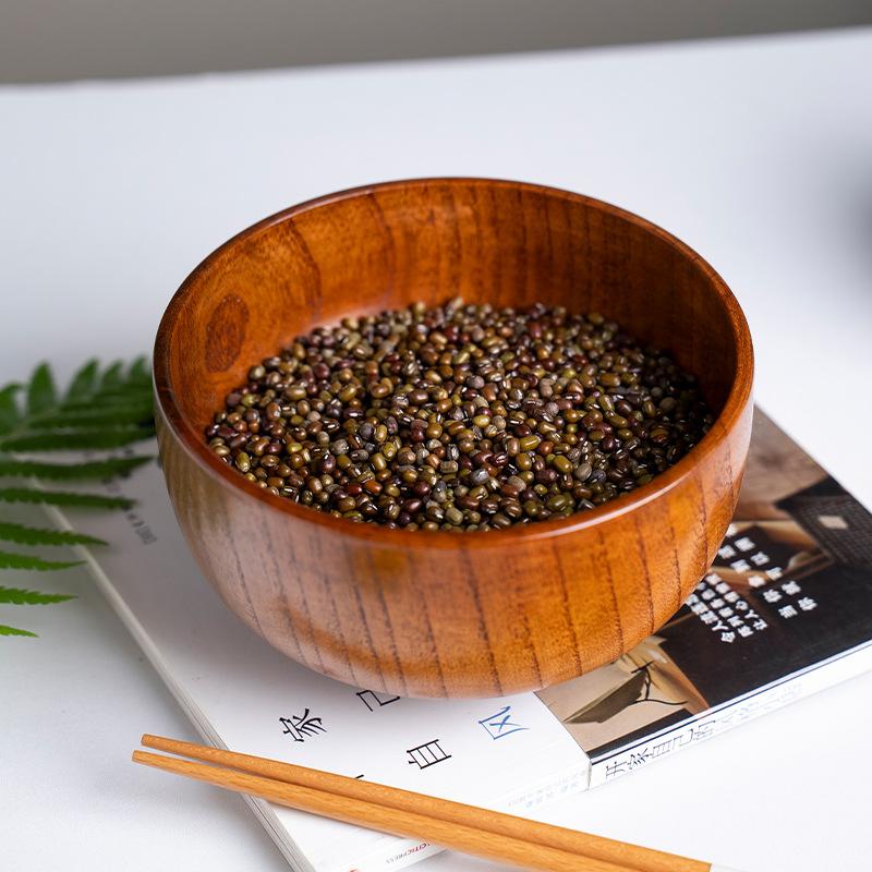 Retro Japanese-style Solid Wood Tableware Rice Bowl Household Large Soup Bowl Baby Wooden Bowl Sour Jujube Wood Adult Bowl