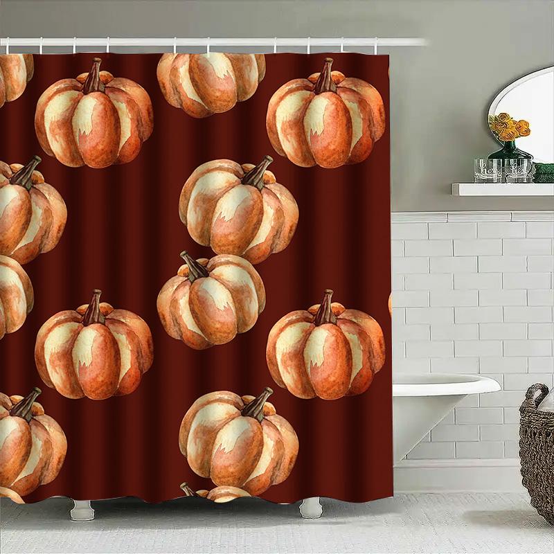

Tuniu Watercolor Pumpkins Shower Curtain Cute Fall Bathroom Decor Halloween Gift Idea W60H190(CM)-1 Pcs