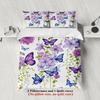 Floral Butterfly Print Bedding Set Purple And Blue Flowers With Butterflies Bedding With Duvet Cover & Pillowcases For Bedroom