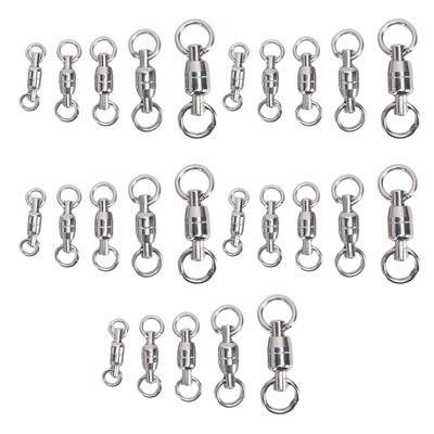 25Pcs Ball Bearing Fishing Swivels 360 Degree Rotation Stainless Steel Rings for Saltwater Use 5 Sizes