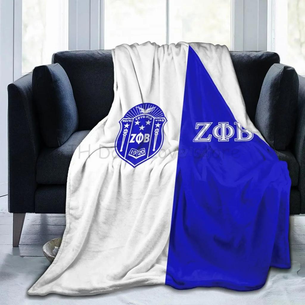Zeta Phi Beta Print Blanket Sorority Gifts Plush Lightweight Warm Fluffy Throws Soft Flannel Fleece Blankets for Bed Sofa Couch