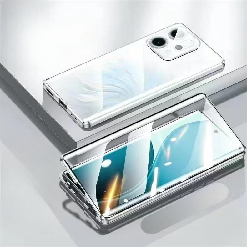 Metal Frame 360 Full Protection Case For Oppo Reno 14 Pro 5G Reno14 14Pro Magnetic Adsorption Double-Sided Tempered Glass Cover