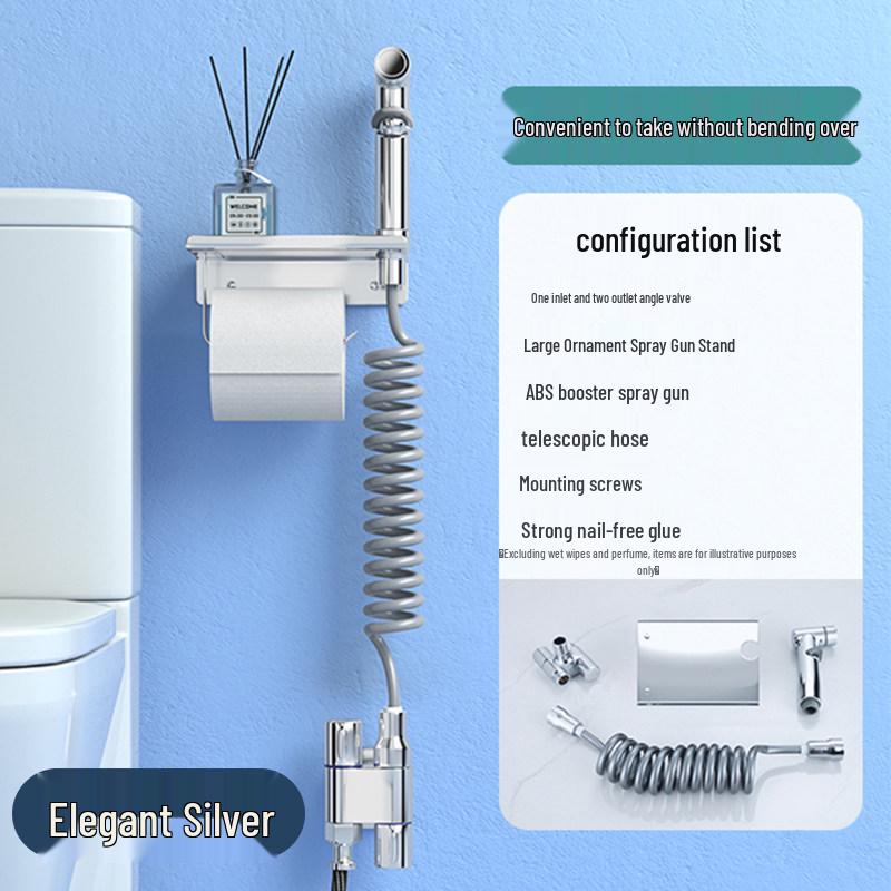 Gunmetal Gray High-Pressure Dual-Spray Toilet Faucet