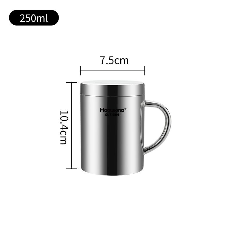 200ml-500ml Mug,304 Stainless Steel Double Cover Water Cup, Coffee Mug, Beer Mug, Household Milk Mug, Children's Water Mug