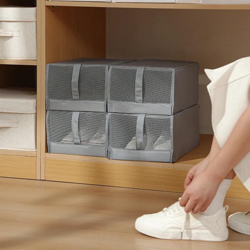 Shoe Storage Box No Installation Large Flip Style Storage Shoe Cabinet Dust-Proof Foldable Fabric Shoe Box YLE367
