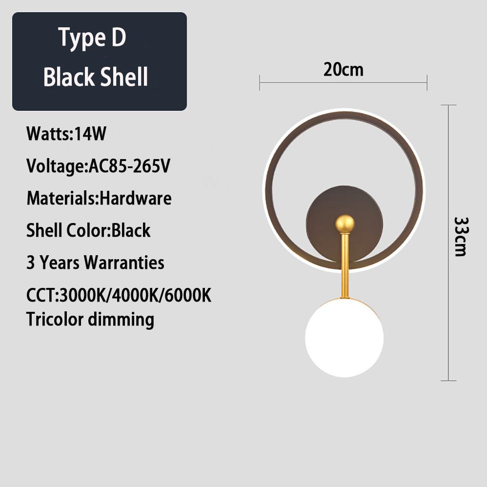 Indoor LED Wall Lamp AC85-265V 5 Types Black Golden Shell Modern Simplicity Indoor Wall Lamps with High Brightness LED Lighting