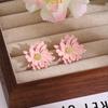 Silver Needle Spring Floral Stud Earrings: Korean Style Sweet Spray-Painted Flower Earrings for Women