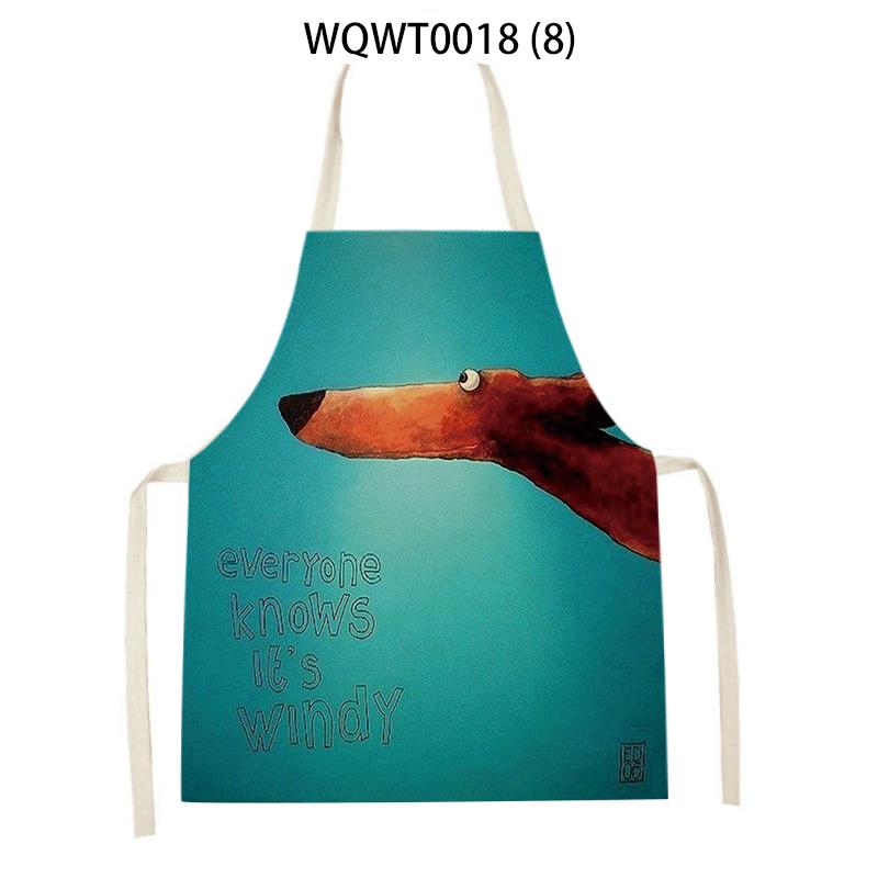 Lovely Animal Dog Printed Linen Sleeveless Kitchen Aprons Women Men Home Cooking Baking Waist Bib Dachshund Cleaning Aprons
