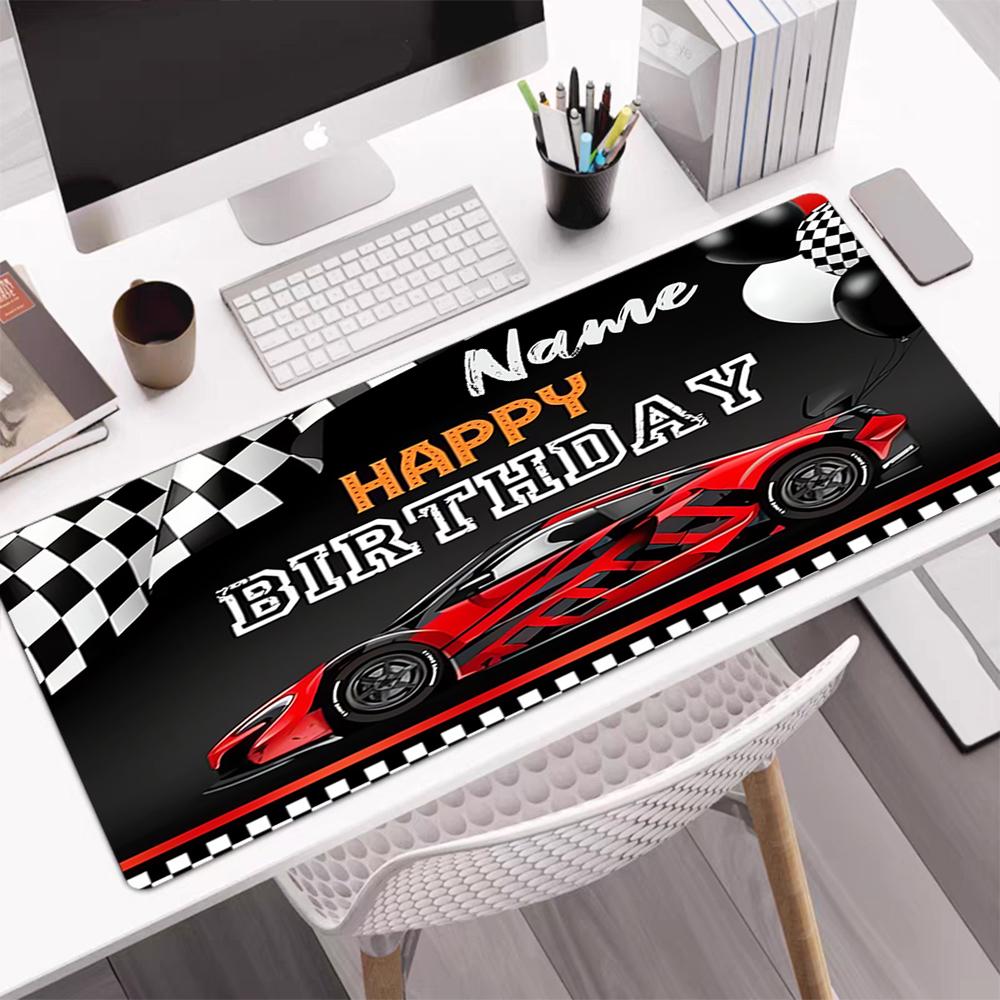 Custom Name Racing Theme Mouse Pad, Non Slip Rubber Base, Multifunctional Office & Home Decor, Perfect for Workspace Personalization.