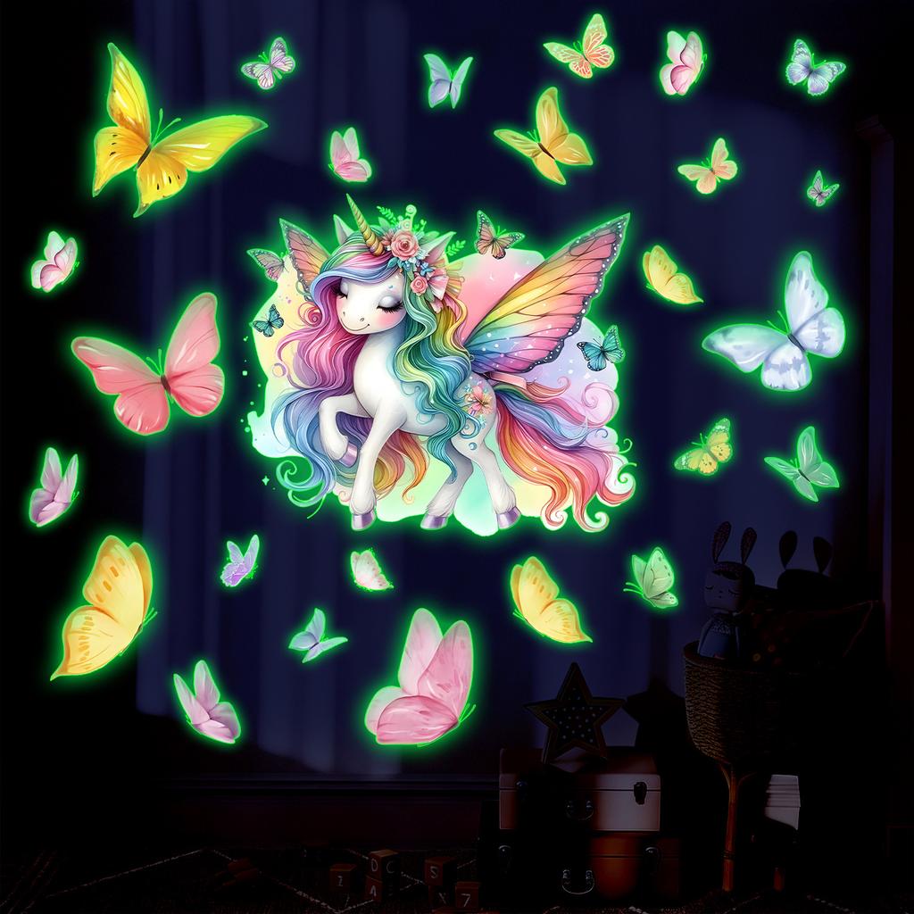 Creative Night Light Unicorn Bedroom Living Room Wall Beautification Stickers