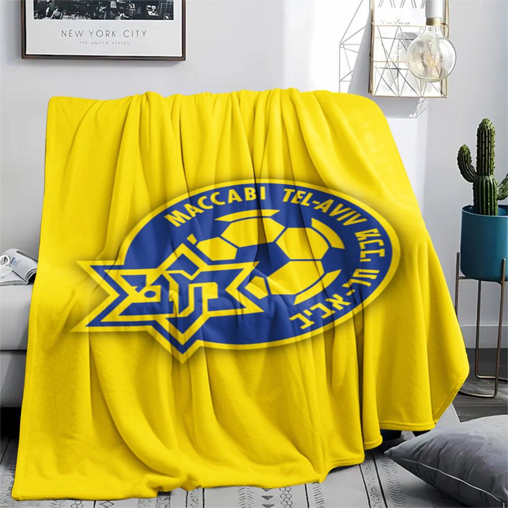 1 Stück Maccabi Tel Aviv FC Aufdruck Flanelldecke Hohe Qualität Warm Bequem Decke für Alle Jahreszeiten Perfekt für Geschenke Heimdekoration