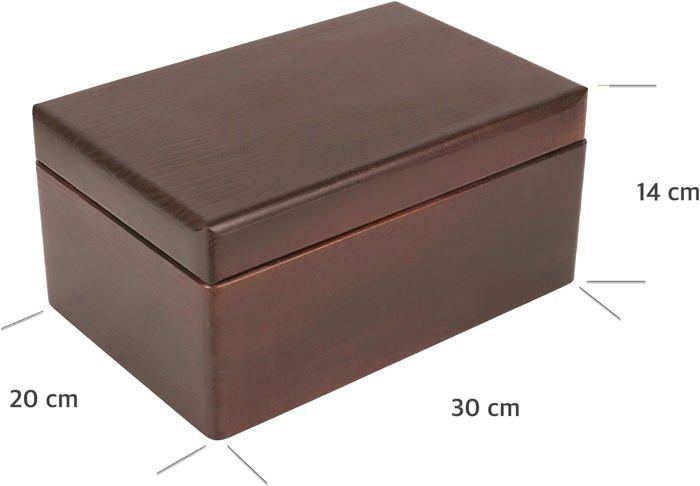Boîte de Rangement en Bois Marron - 30 x 20 x 14 cm - avec Couvercle - Boîte Caisse Malle Coff