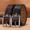 Retro Men's Cowhide Belt with Alloy Pin Buckle - Casual & Versatile Leather Belt for Youth & Business Trousers