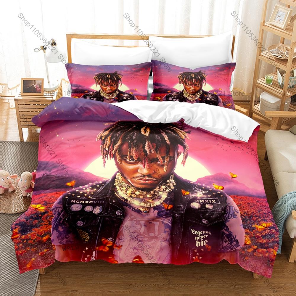 Cool Wrld Bedding Set Duvet Cover + 2 Pillowcases 999 Legends Never Die Hip Hop Rap Vintage Bedroom Emotional Rap Music Bed Line