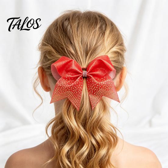 Secure Hair Grips for Dancers Sparkling Bow Clip, Glitter Sequin Clip Cheerleading Ribbon Bows Cheer Performance And Dance Team Accessories,