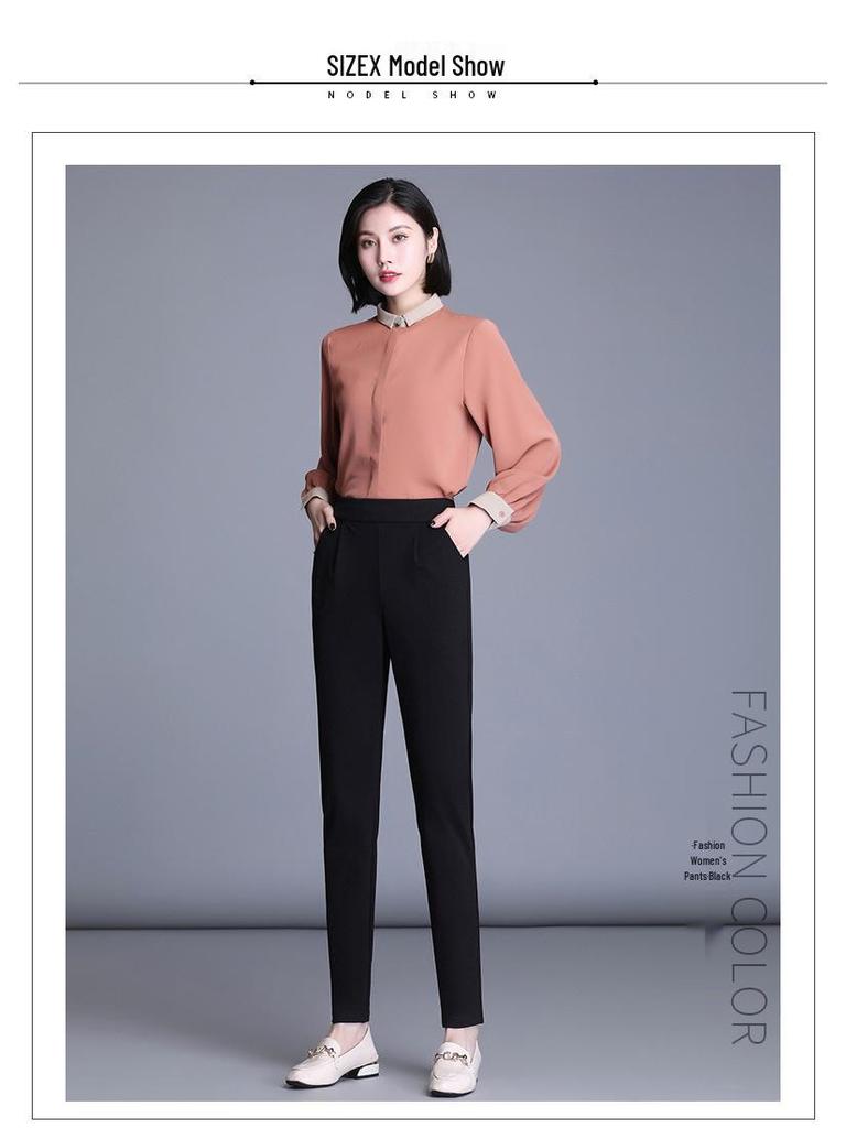 Women's High-Waisted Slimming Harem Pants - Plus Size, Casual, Nine-Point Length for Spring and Autumn