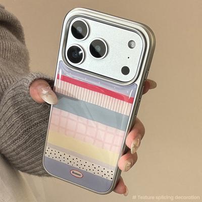 Ins Color Block Stripes pentru 16 pentru Apple 17pro Max Husă Telefon Mobil pentru IPhone15 Adeziv Proaspăt 13 pentru Huawei